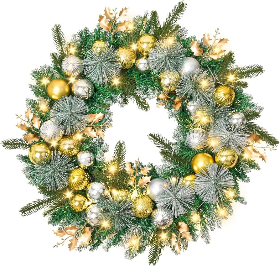 　Decorated Christmas Wreath Merry Christmas Santa Wreath, Leopard, Red, Black, Pink, Brown